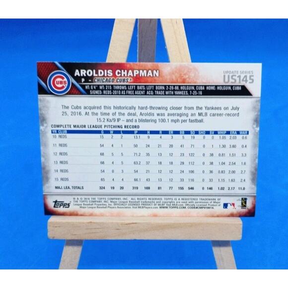 2016 Topps Update Series - Aroldis Chapman #US145 - Picture 2 of 2